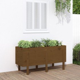 Arriate elevado de jardín madera pino marrón miel 121x50x57 cm en Maceteros y jardineras | Comprar online en Foro24