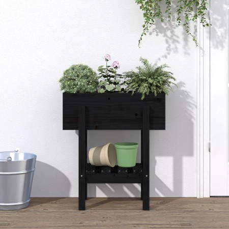Jardinera madera maciza de pino negro 62x30x69 cm en Maceteros y jardineras | Comprar online en Foro24