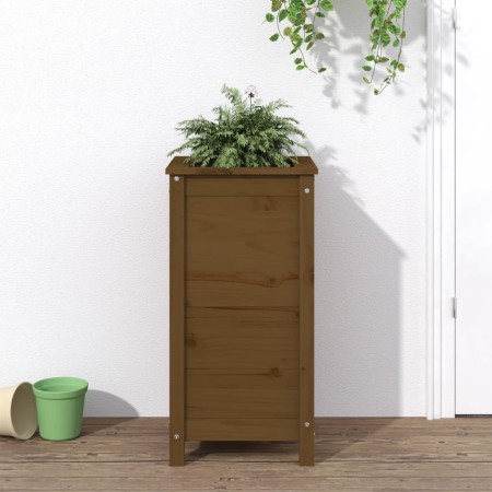 Jardinera madera maciza de pino marrón miel 40x40x78 cm en Maceteros y jardineras | Comprar online en Foro24