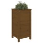 Jardinera madera maciza de pino marrón miel 40x40x78 cm en Maceteros y jardineras | Comprar online en Foro24