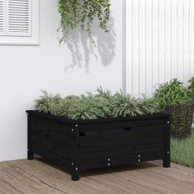 Jardinera madera maciza de pino negro 82,5x82,5x39 cm Jardinera madera maciza de pino negro 82,5x82,5x39 cm