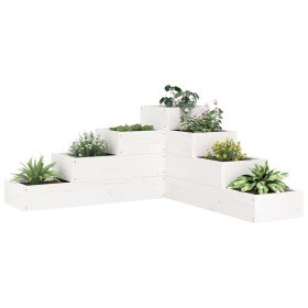 Jardinera 4 niveles madera maciza de pino blanca 80,5x79x36 cm