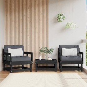 Sillones de jardín 2 unidades madera maciza pino negro Sillones de jardín 2 unidades madera maciza pino negro
