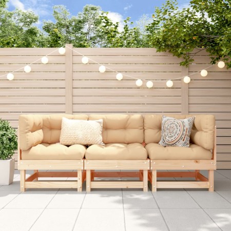 Juego de muebles de jardín 3 piezas madera maciza de pino