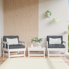 Sillones de jardín con cojines 2 uds madera maciza pino blanco Sillones de jardín con cojines 2 uds madera maciza pino blanco