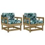 Sillones de jardín con cojines 2 uds madera de pino impregnada