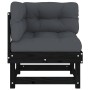 Sofás esquineros con cojines 2 uds madera maciza de pino negro