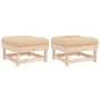 Taburetes de jardín con cojines 2 uds madera maciza de pino