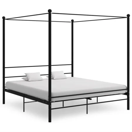 Estructura de cama con dosel metal negro 200x200 cm de vidaXL, Camas y somieres - Ref: Foro24-325069, Precio: 176,36 €, Descu...