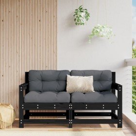 Sofás de esquina de jardín 2 uds madera maciza de pino negro Sofás de esquina de jardín 2 uds madera maciza de pino negro