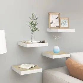 Floating wall shelf 4 units MDF oak and white 23x23.5x3.8 cm by vidaXL, Shelves and shelves - Ref: Foro24-326569, Price: 40,8...