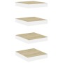 Floating wall shelf 4 units MDF oak and white 23x23.5x3.8 cm by vidaXL, Shelves and shelves - Ref: Foro24-326569, Price: 41,6...