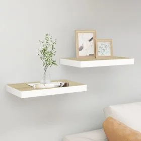 Floating wall shelf 2 units MDF oak and white 50x23x3.8 cm by vidaXL, Shelves and shelves - Ref: Foro24-326574, Price: 26,02 ...