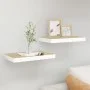 Floating wall shelf 2 units MDF oak and white 50x23x3.8 cm by vidaXL, Shelves and shelves - Ref: Foro24-326574, Price: 26,02 ...