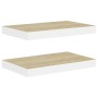 Floating wall shelf 2 units MDF oak and white 50x23x3.8 cm by vidaXL, Shelves and shelves - Ref: Foro24-326574, Price: 26,44 ...