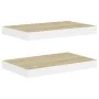 Floating wall shelf 2 units MDF oak and white 50x23x3.8 cm by vidaXL, Shelves and shelves - Ref: Foro24-326574, Price: 26,02 ...