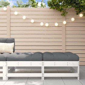 Taburetes de jardín con cojines 2 uds madera maciza pino blanco Taburetes de jardín con cojines 2 uds madera maciza pino blanco