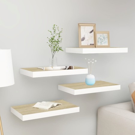 Schwebende Wandregale 4 Stück MDF Eiche und Weiß 50x23x3,8 cm von vidaXL, Regale und Regale - Ref: Foro24-326575, Preis: 48,1...