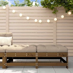 Taburetes de jardín con cojines 2 uds madera pino marrón miel Taburetes de jardín con cojines 2 uds madera pino marrón miel