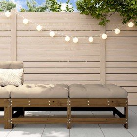 Taburetes de jardín con cojines 2 uds madera pino marrón miel Taburetes de jardín con cojines 2 uds madera pino marrón miel