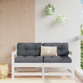 Sillones de jardín con cojines 2 uds madera maciza pino blanco Sillones de jardín con cojines 2 uds madera maciza pino blanco