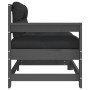 Sillones de jardín con cojines 2 uds madera maciza de pino gris