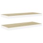 Floating wall shelf 2 pcs MDF oak and white 60x23.5x3.8 cm by vidaXL, Shelves and shelves - Ref: Foro24-326577, Price: 29,77 ...