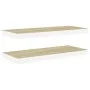 Floating wall shelf 2 pcs MDF oak and white 60x23.5x3.8 cm by vidaXL, Shelves and shelves - Ref: Foro24-326577, Price: 28,18 ...