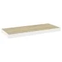 Floating wall shelf 2 pcs MDF oak and white 60x23.5x3.8 cm by vidaXL, Shelves and shelves - Ref: Foro24-326577, Price: 28,18 ...