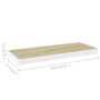 Floating wall shelf 2 pcs MDF oak and white 60x23.5x3.8 cm by vidaXL, Shelves and shelves - Ref: Foro24-326577, Price: 29,77 ...