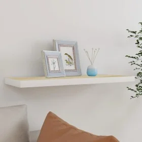 MDF oak and white floating wall shelf 80x23.5x3.8 cm by vidaXL, Shelves and shelves - Ref: Foro24-326579, Price: 21,96 €, Dis...