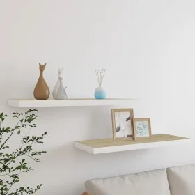 MDF oak and white floating wall shelf 80x23.5x3.8 cm by vidaXL, Shelves and shelves - Ref: Foro24-326580, Price: 38,08 €, Dis...