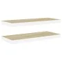 MDF oak and white floating wall shelf 80x23.5x3.8 cm by vidaXL, Shelves and shelves - Ref: Foro24-326580, Price: 38,08 €, Dis...
