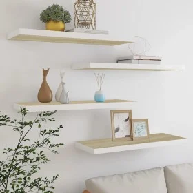 Schwebendes Wandregal 4 Stück MDF Eiche und weiß 80x23,5x3,8 cm von vidaXL, Regale und Regale - Ref: Foro24-326581, Preis: 48...