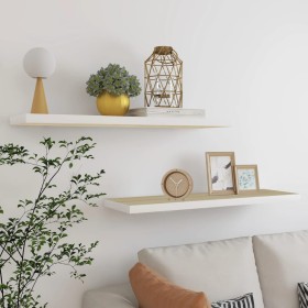 Floating wall shelf 2 units white and oak MDF 90x23.5x3.8 cm by vidaXL, Shelves and shelves - Ref: Foro24-326583, Price: 41,6...