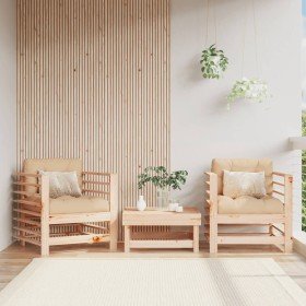 Sillones de jardín con cojines 2 uds madera maciza de pino Sillones de jardín con cojines 2 uds madera maciza de pino