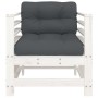 Sillones de jardín con cojines 2 uds madera maciza pino blanco