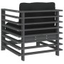 Sillones de jardín con cojines 2 uds madera maciza de pino gris