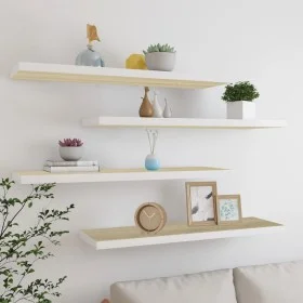Floating wall shelf 4 pcs white and oak MDF 90x23.5x3.8 cm by vidaXL, Shelves and shelves - Ref: Foro24-326584, Price: 71,62 ...