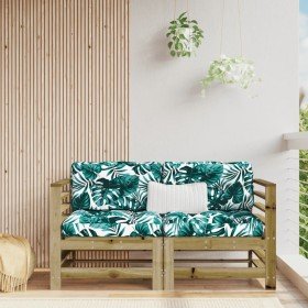Sofás esquineros con cojines 2 uds madera de pino impregnada Sofás esquineros con cojines 2 uds madera de pino impregnada