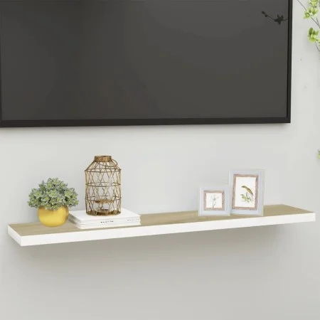 MDF oak and white floating wall shelf 120x23.5x3.8 cm by vidaXL, Shelves and shelves - Ref: Foro24-326585, Price: 30,42 €, Di...