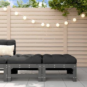 Taburetes de jardín con cojines 2 uds madera maciza pino gris Taburetes de jardín con cojines 2 uds madera maciza pino gris