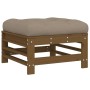 Taburetes de jardín con cojines 2 uds madera pino marrón miel