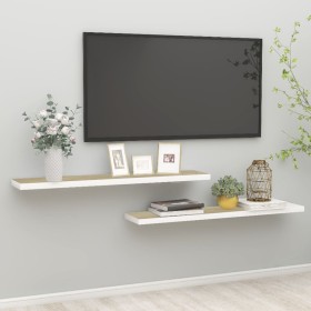Schwebendes Wandregal 2 Stück MDF Eiche und Weiß 120x23,5x3,8 cm von vidaXL, Regale und Regale - Ref: Foro24-326586, Preis: 4...