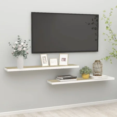 Schwebendes Wandregal 2 Stück MDF Eiche und Weiß 120x23,5x3,8 cm von vidaXL, Regale und Regale - Ref: Foro24-326586, Preis: 4...