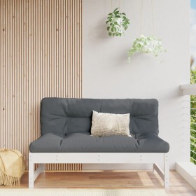 Sofá central de jardín madera maciza de pino blanco 120x80 cm Sofá central de jardín madera maciza de pino blanco 120x80 cm