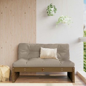 Sofá central madera maciza de pino marrón miel 120x80 cm Sofá central madera maciza de pino marrón miel 120x80 cm
