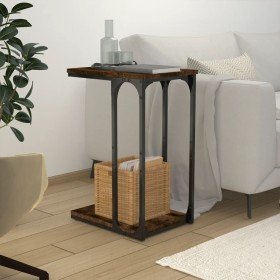Mesa auxiliar madera contrachapada roble ahumado 40x30x60 cm Mesa auxiliar madera contrachapada roble ahumado 40x30x60 cm