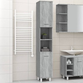 Armario de baño madera contrachapada gris Sonoma 30x30x179 cm Armario de baño madera contrachapada gris Sonoma 30x30x179 cm