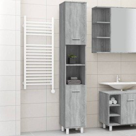 Armario de baño madera contrachapada gris Sonoma 30x30x179 cm Armario de baño madera contrachapada gris Sonoma 30x30x179 cm